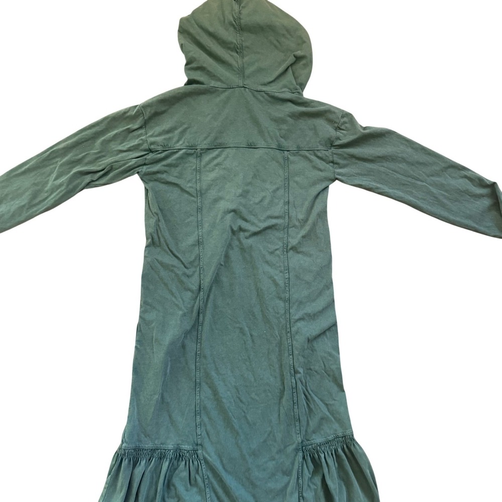 Anthropologie Daily Practice Hooded Maxi Dress Womens XXS Green‎ V-Neck Ruffle - Picture 3 of 6